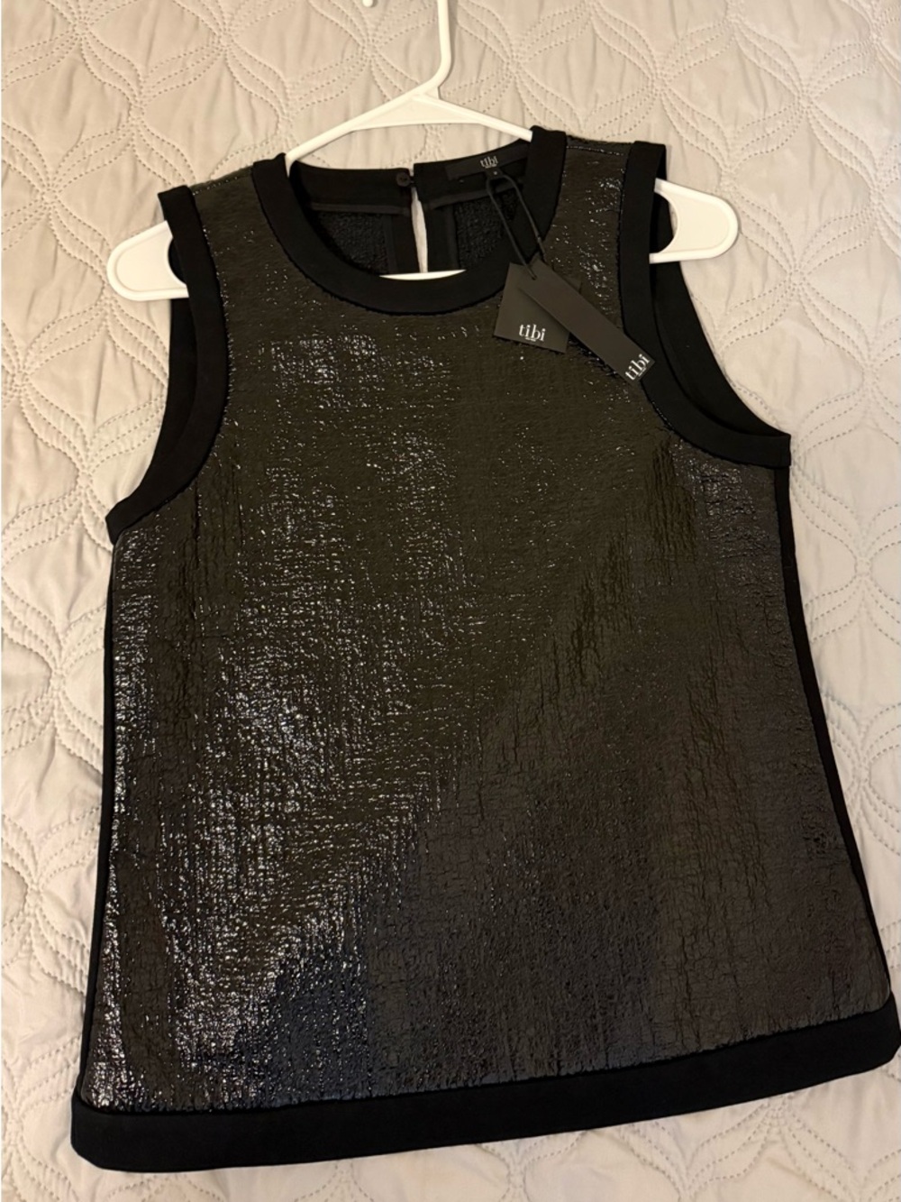 Tibi Black Coated Sleeveless Top NWT Size 2